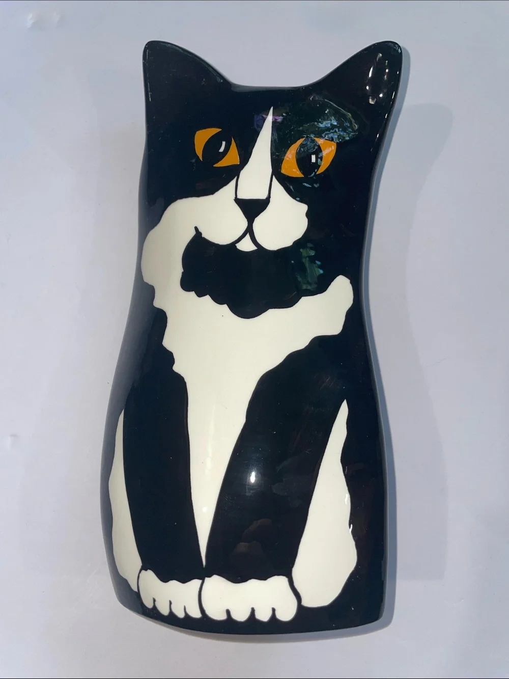 2001 Vintage Nina Lyman Black & White Cat Ceramic Vase Decor for Pets Lovers